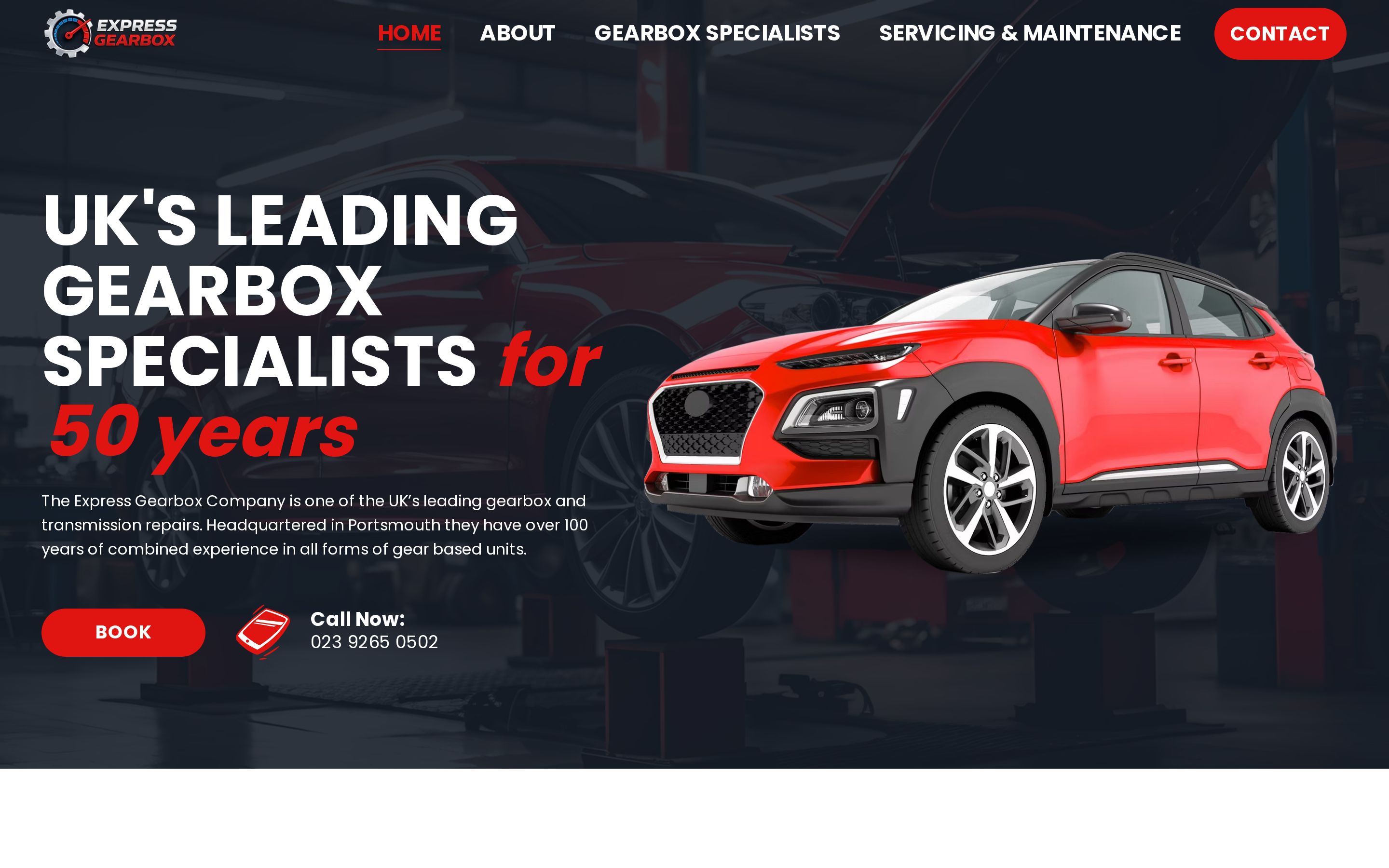 The The Express Gearbox Company website shown on desktop