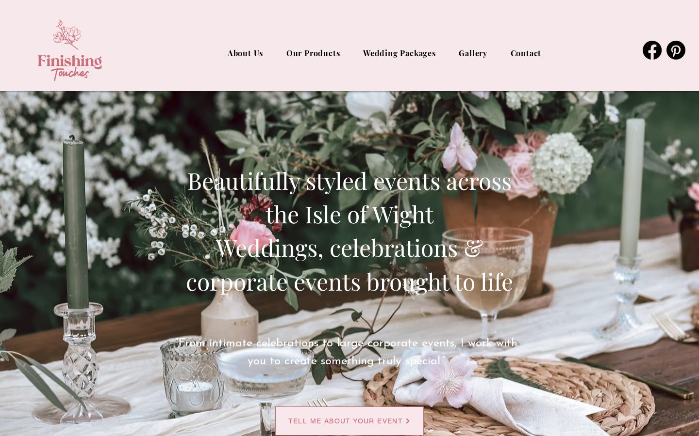 The Finishing Touches website shown on desktop