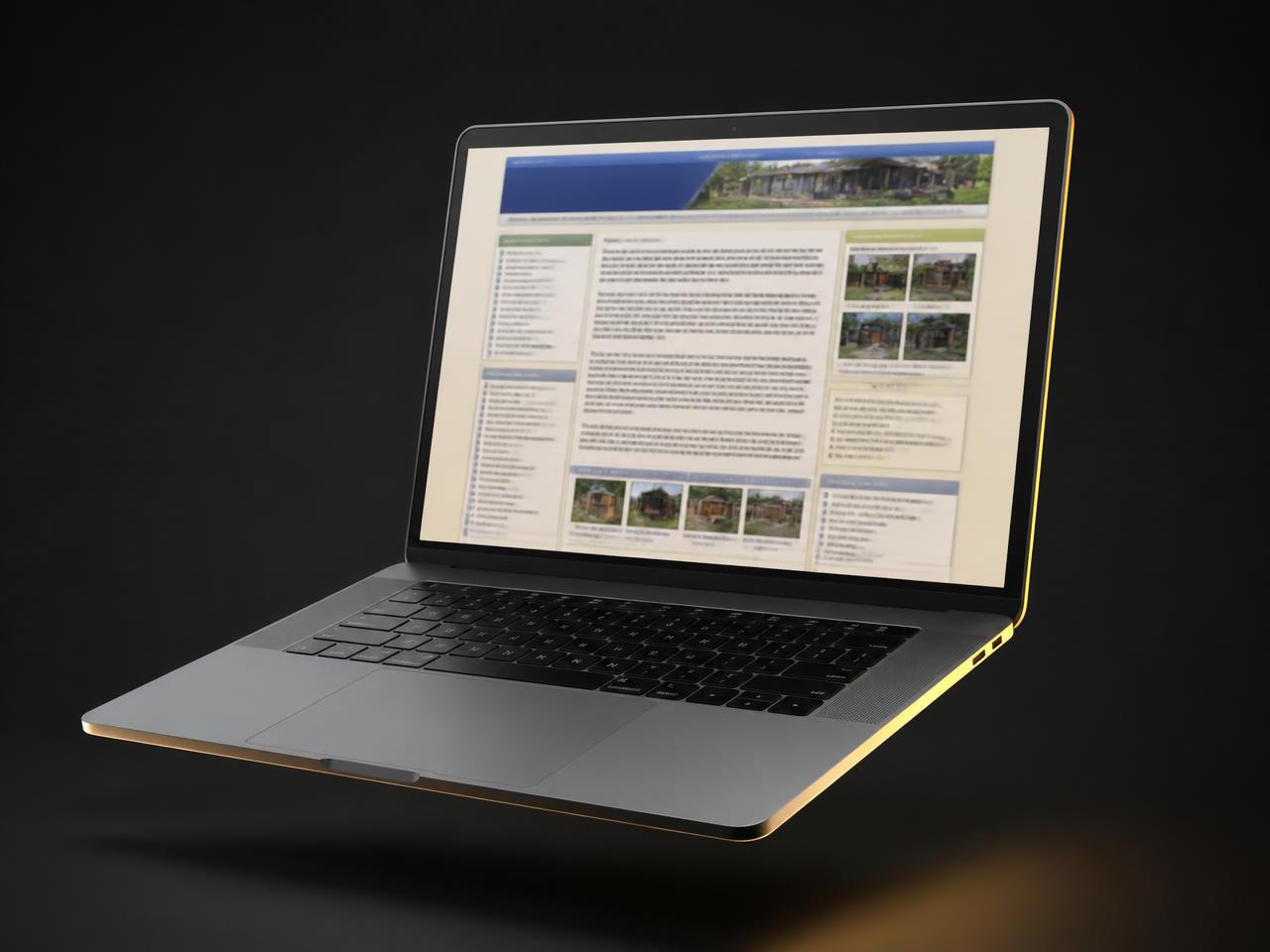 An older small-business website shown on a laptop screen